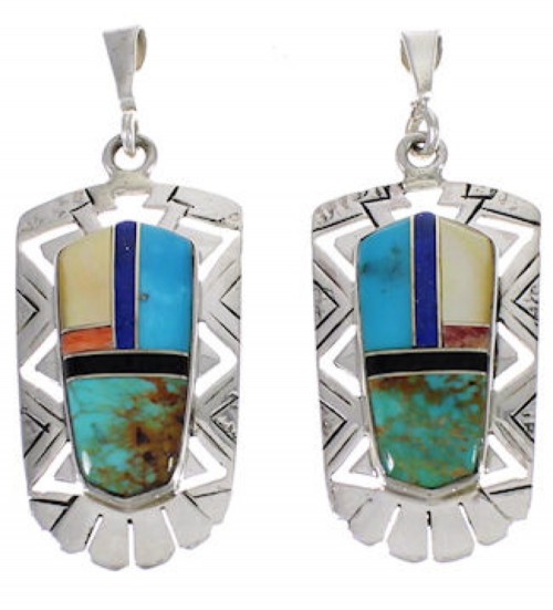 Genuine Sterling Silver Multicolor Southwestern Earrings PX31729