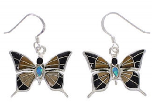 Sterling Silver Multicolor Butterfly Hook Dangle Earrings PX31750