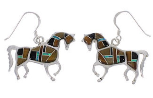 Southwestern Multicolor Horse Hook Dangle Earrings PX31752