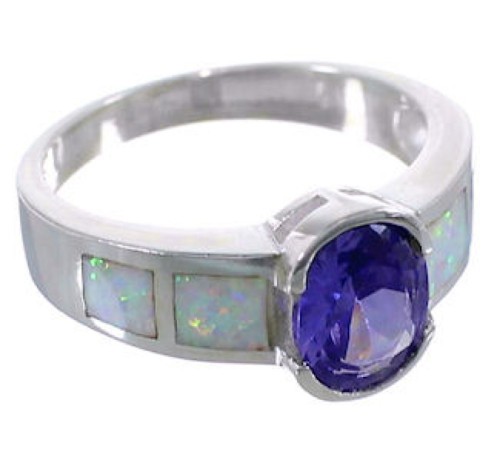 Southwest Amethyst Opal Sterling Silver Ring Size 6-1/4 EX51993