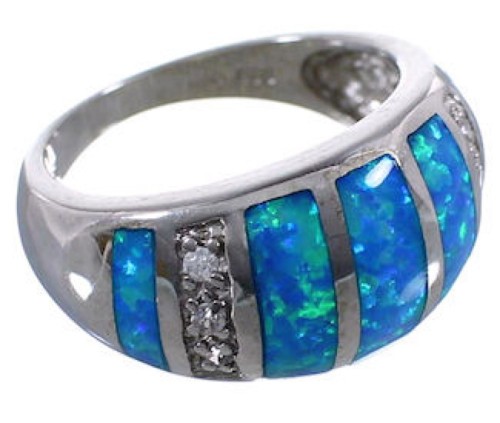 Sterling Silver Southwestern Blue Opal Ring Size 6-1/4 EX56083