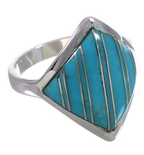 Silver Turquoise Inlay Southwest Ring Size 4-3/4 UX34381