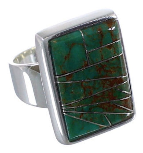 High Quality Sterling Silver Turquoise Inlay Ring Size 7-1/2 WX37389