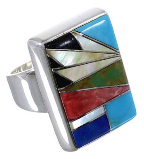 Sturdy Sterling Silver And Multicolor Ring Size 4-3/4 WX37572