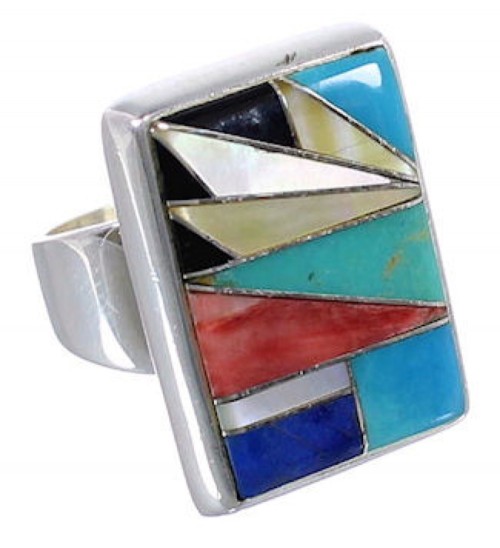 Sturdy Multicolor Southwest And Silver Ring Size 5-1/2 WX37649