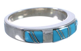 Southwest Turquoise Sterling Silver Ring Size 6-3/4 EX61289