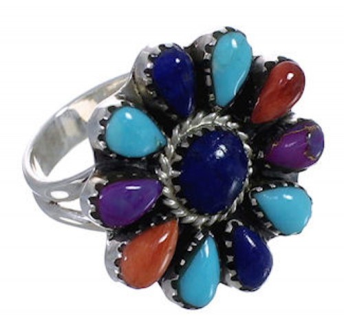 Southwest Genuine Sterling Silver Multicolor Ring Size 8-3/4 PX43644