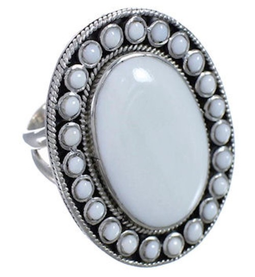 Southwestern White Agate Jewelry Ring Size 7 PX43655