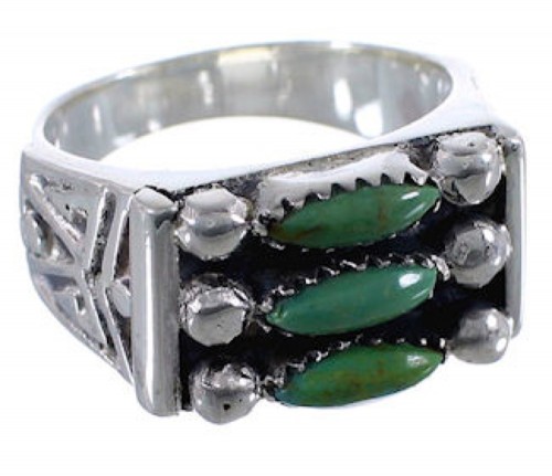 Southwest Sturdy Turquoise Jewelry Needlepoint Ring Size 7-3/4 VX37044