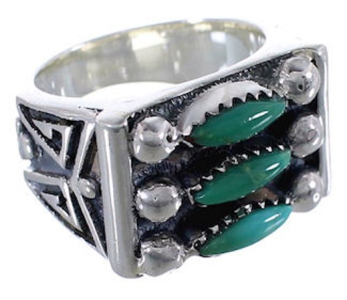 Sturdy Turquoise Jewelry Silver Needlepoint Ring Size 4-3/4 VX37047
