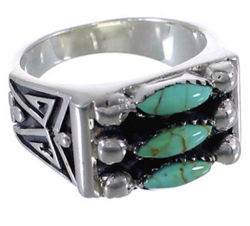 Well Built Turquoise Needlepoint Silver Ring Size 8-1/2 VX37084