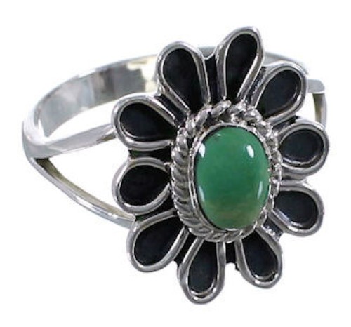 Genuine Sterling Silver Turquoise Flower Ring Size 8-1/4 VX37272