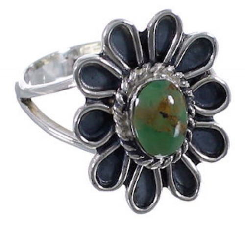 Southwest Turquoise Sterling Silver Flower Ring Size 6 VX37273