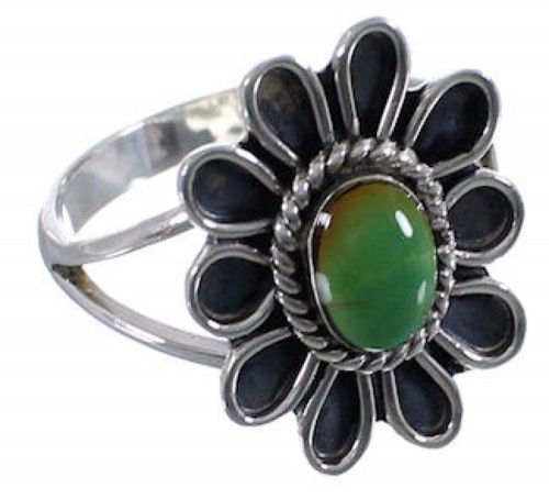 Sterling Silver Turquoise Flower Ring Size 6-3/4 VX37274