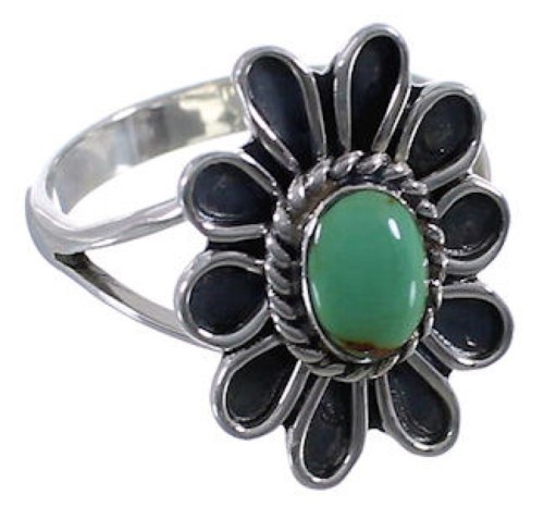 Authentic Sterling Silver Turquoise Flower Ring Size 6-1/4 VX37276