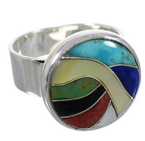 High Quality Multicolor Sterling Silver Ring Size 8-1/2 WX38341