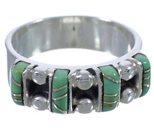 Silver Turquoise Southwest Inlay Ring Size 5-3/4 WX34331