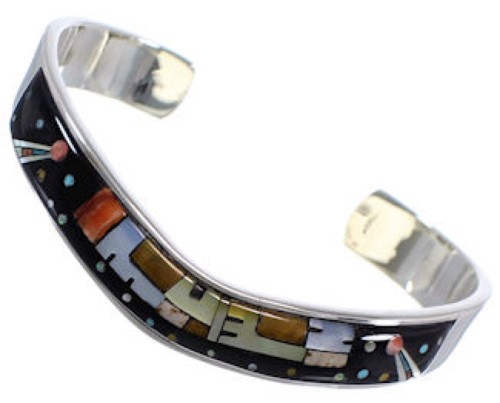 Native American Design Multicolor Sterling Silver Bracelet RS52310