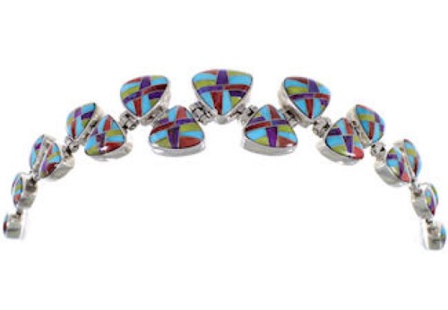 Turquoise Multicolor Whiterock Silver Jewelry Link Bracelet AS29604