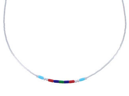 Hand Strung Liquid Silver & Multicolor 16" Necklace Jewelry LS37MC 