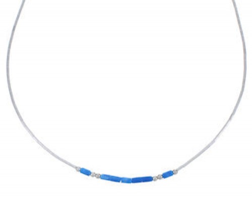 Hand Strung Liquid Silver & Denim Lapis 16" Necklace Jewelry LS37D 