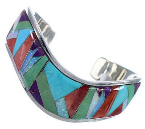 Sterling Silver Sunrise Multicolor Inlay Whiterock Bracelet NS45981