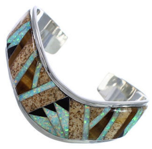 Multicolor Southwest Jewelry Silver Whiterock Bracelet NS45983