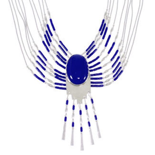 Genuine Liquid Sterling Silver & Lapis Peacock Necklace  PEACOCKL