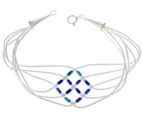 Stunning Liquid Silver And Azurite Basket Weave Bracelet LS179A