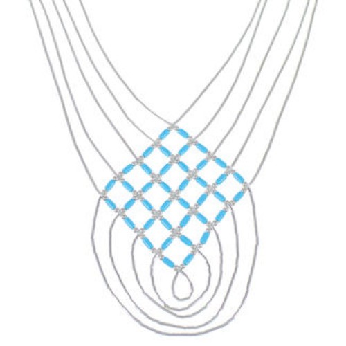 Hand Strung Liquid & Blue Turquoise Basket Weave Necklace LS46BT