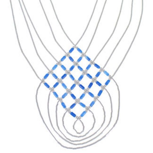 Hand Strung Denim Lapis & Liquid Silver Basket Weave Necklace LS46D