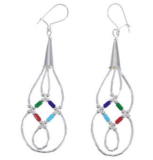 Liquid Silver Multicolor Basket Weave Earrings Jewelry LS44MC
