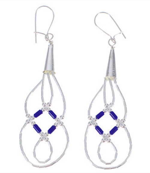 Genuine Liquid Sterling Silver Lapis Basket Weave Earrings LS44L