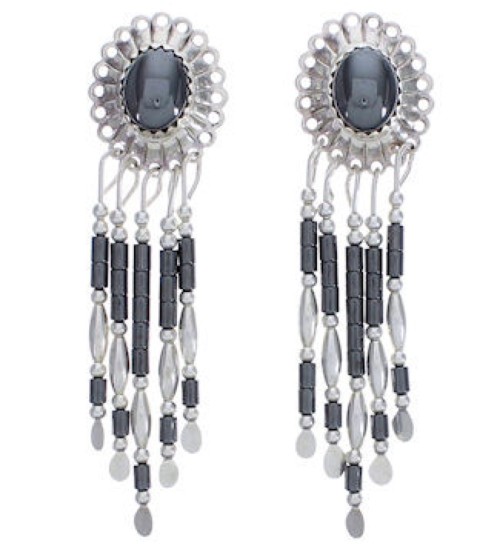 Hematite Genuine Sterling Silver Concho Earrings Jewelry CE5H