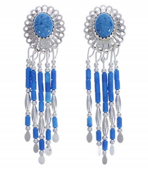 Sterling Silver Jewelry Denim Lapis Concho Post Dangle Earrings CE5D