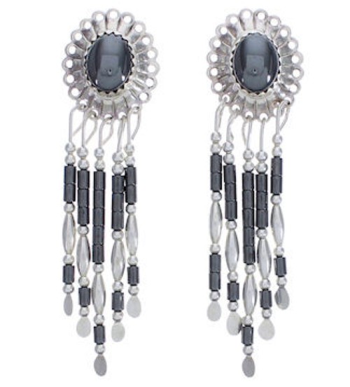 Sterling Silver Hematite Concho Clip On Earrings AS3009
