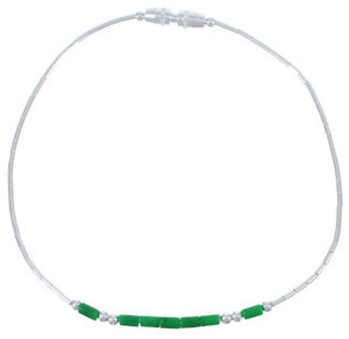 Hand Strung Liquid Silver & Malachite Bead Bracelet Jewelry LS36M