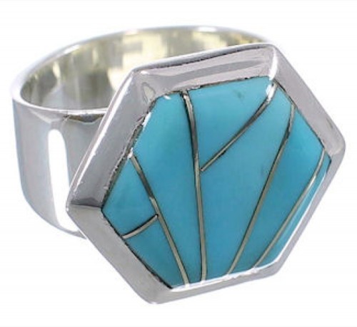 Turquoise Inlay Sturdy Southwest Ring Size 5 EX40597