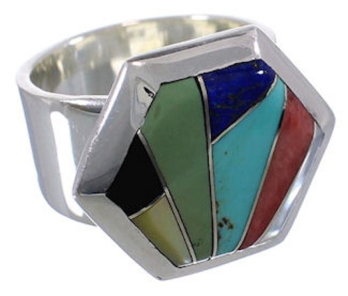 Southwest Multicolor Inlay High Quality Ring Size 5-3/4 EX40618
