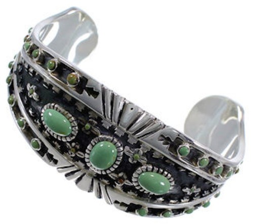 Turquoise Southwest Jewelry Substantial Silver Cuff Bracelet EX28250