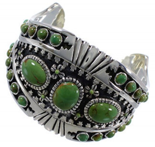 Turquoise Silver Southwestern Jewelry Sturdy Cuff Bracelet EX28274