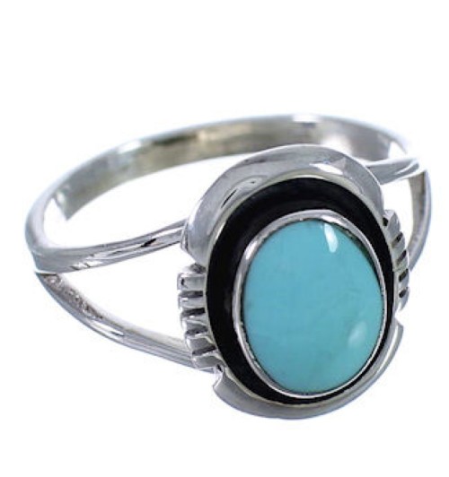 Silver Turquoise Southwestern Jewelry Ring Size 7-3/4 TX41766