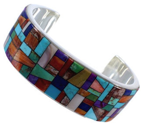 Multicolor Substantial Sterling Silver Cuff Bracelet Jewelry EX28731