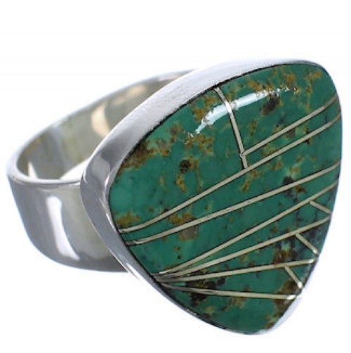 Southwestern Well-Built Turquoise Silver Ring Size 5 PX40375