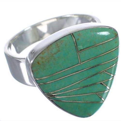 Turquoise Inlay Sturdy Silver Southwest Ring Size 4-3/4 PX40381