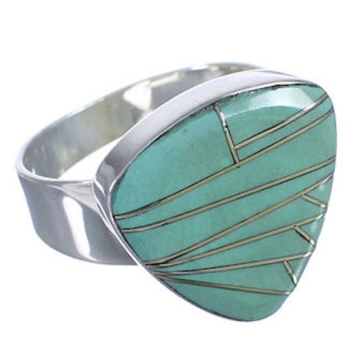 Sterling Silver Turquoise Inlay Heavy Ring Size 8-3/4 PX40402