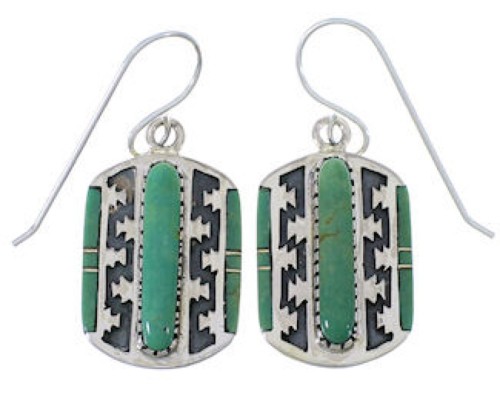 Genuine Sterling Silver Jewelry Turquoise Inlay Earrings PX32741