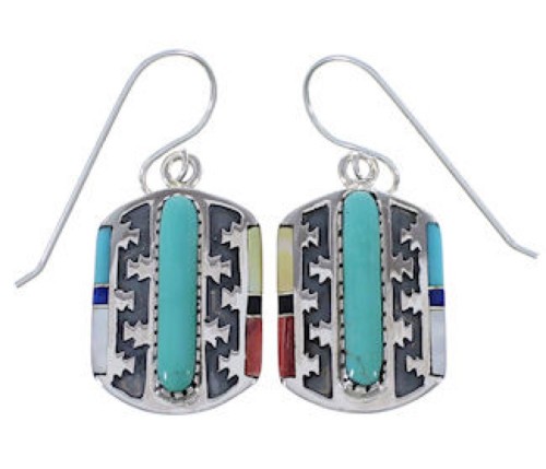 Multicolor Inlay Silver Southwest Jewelry Earrings PX32772