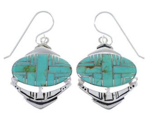 Silver Turquoise Jewelry Hook Dangle Earrings PX32784