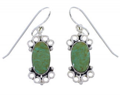 Turquoise Genuine Sterling Silver Jewelry Hook Dangle Earrings PX32813